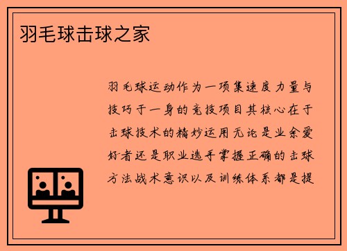 羽毛球击球之家
